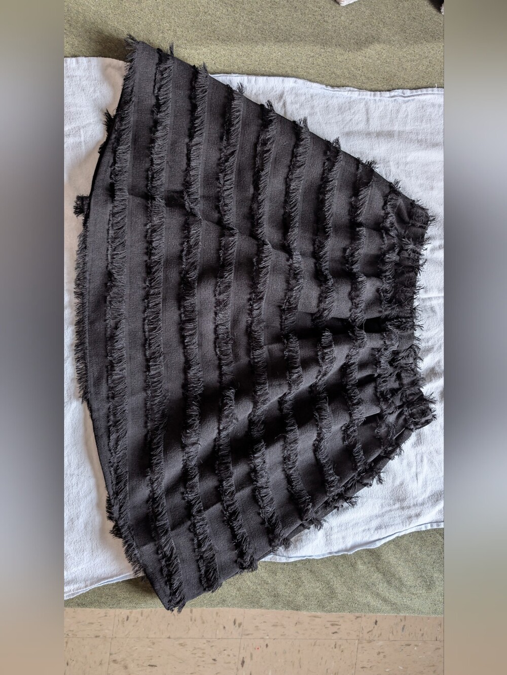 H&M Black Tiered Fringe Mini Skirt